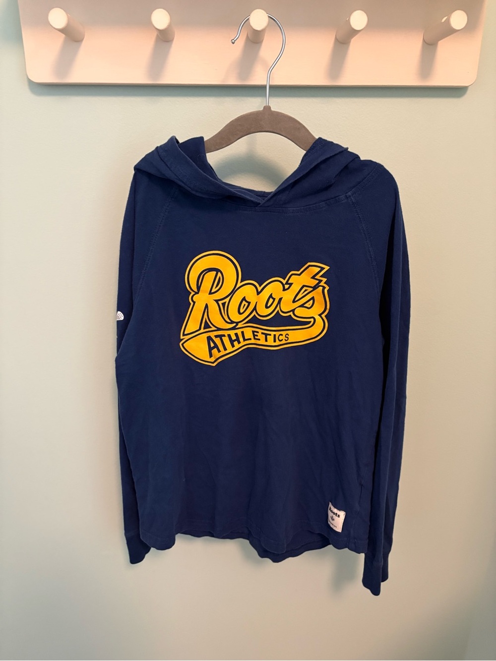 Roots Athletics Kids Navy Hoodie with Yellow Logo